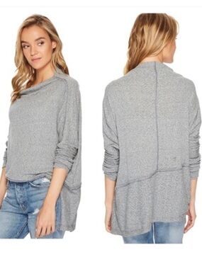 We The Free Heather Gray Ribbed Pullover Sweater